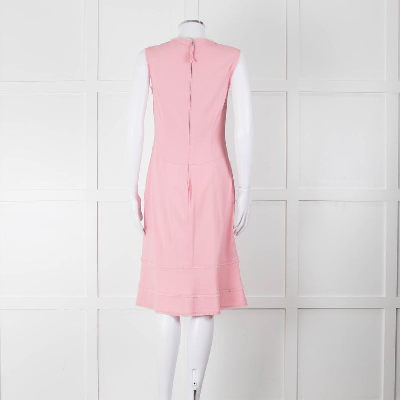 Altuzarra Pink Sleeveless Shift Dress with Fringed Trims