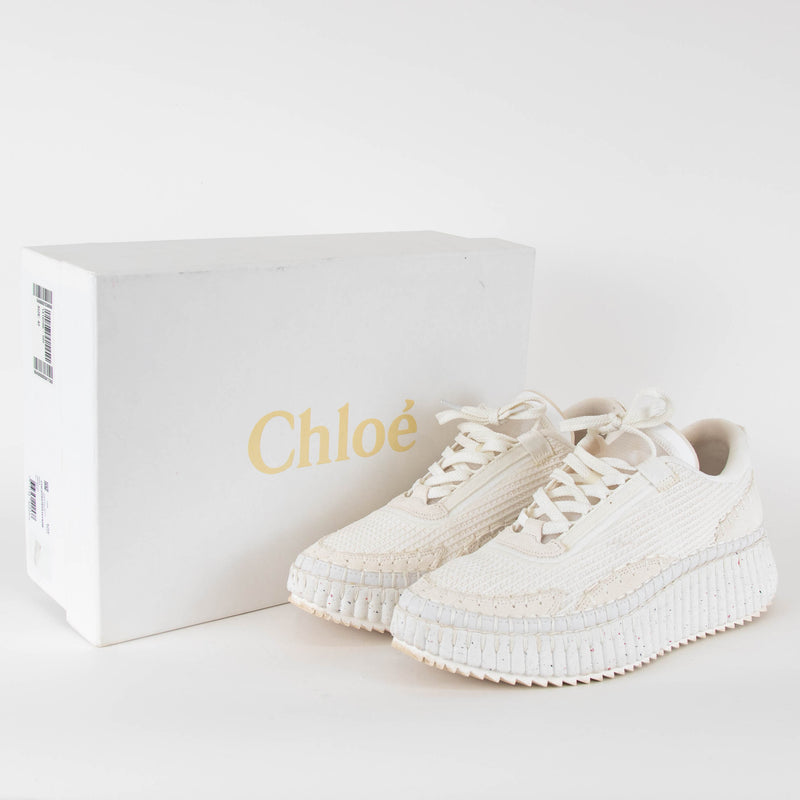 Chloe White Knitted Nama Sneakers