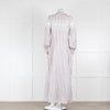 Self-Portrait Cream Grey Strip Lace Trim Sleeve Maxi Dress