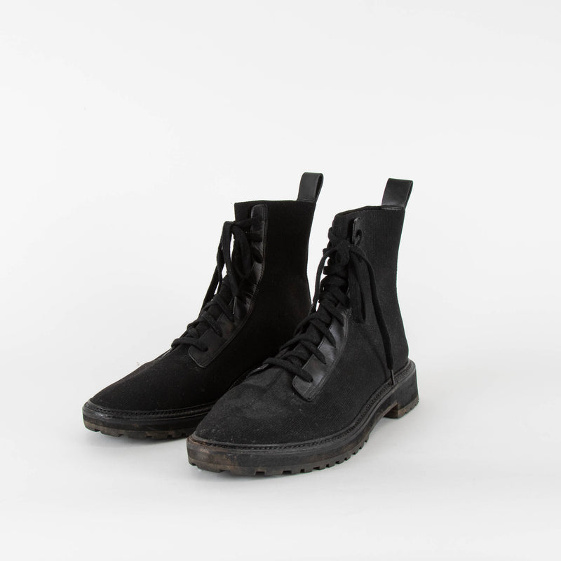 Loeffler Randall Black Lace Up Sock Boots