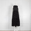 Asceno Black Polka Dot Tie Neck Dress