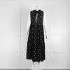 Asceno Black Polka Dot Tie Neck Dress