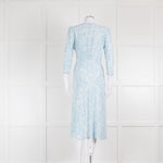 Rixo Pale Blue Floral Bias Cut V Neck Dress