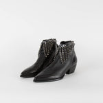 Russell & Bromley Black Chain & Diamante Pointed Ankle Boots