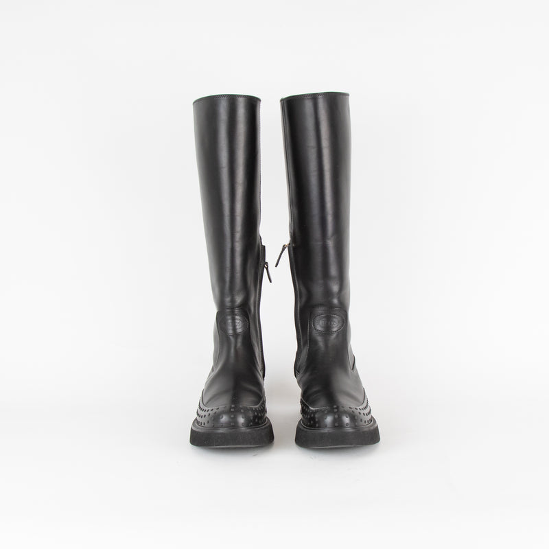 Tod's Black Studded Knee High Boots