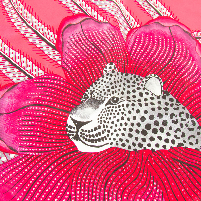 Hermes Pink Silk Baobab Cat Ardmore Artists Scarf