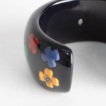 Chanel Black Resin Logo Multi Colour Clover Cuff