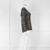 360 Cashmere Grey Beige Print Cashmere V-Neck Sweater