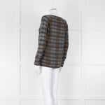 360 Cashmere Grey Beige Print Cashmere V-Neck Sweater