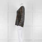 360 Cashmere Grey Beige Print Cashmere V-Neck Sweater