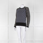 Markus Lupfer Black Navy Geometric Print Merino Wool Sweater