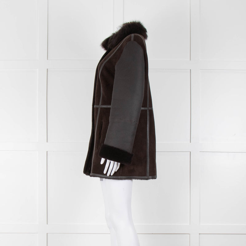 Madeline Brown Shearling Short Coat