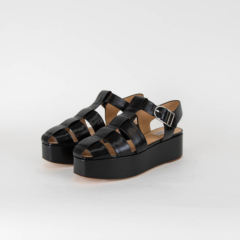 Gabriela Hearst Black Leather Plateau Sandals