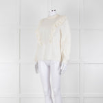 Sezane Cream Frill Lace Front Detail Jumper