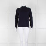 Sezane Navy Blue Merino Wool Button Detail Jumper