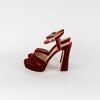 Malone Souliers Burnt Orange Velvet Open Toe Platform Shoes