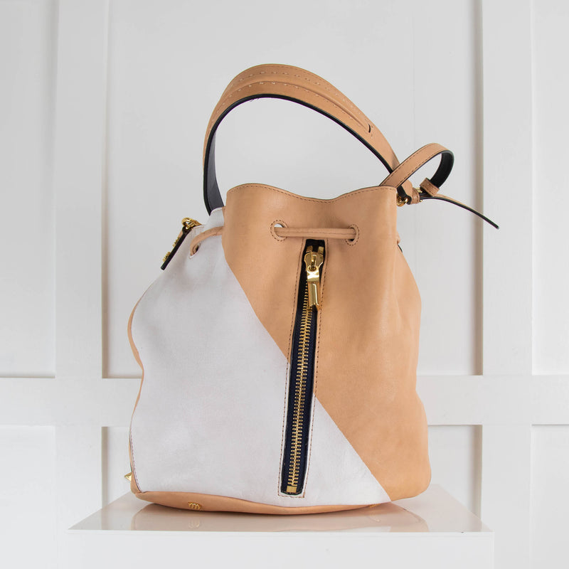 Elizabeth & James Beige White Bucket Bag