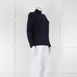 Sezane Navy Blue Merino Wool Button Detail Jumper