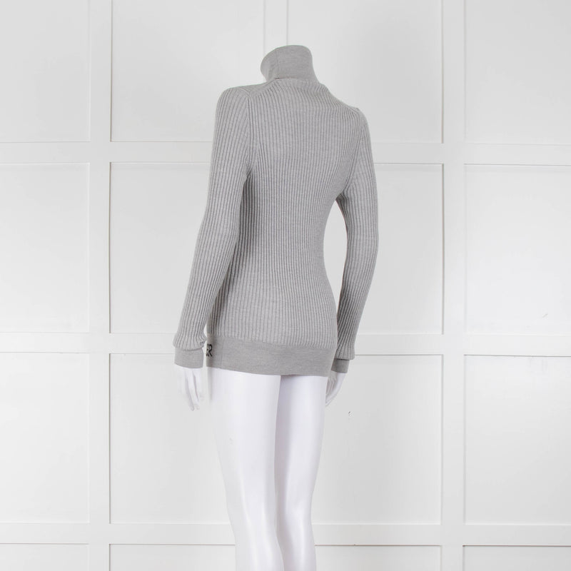 Moncler Light Grey Ribbed Wool Rollneck