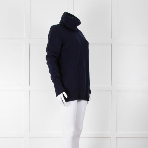 &Daughter Navy Slouch Roll Neck Jumper