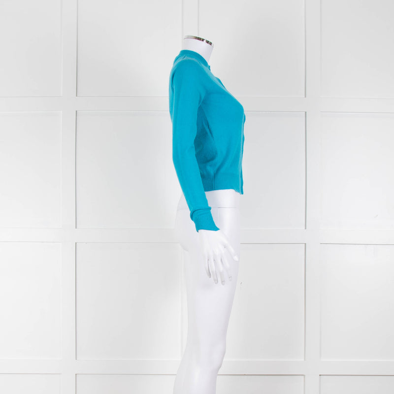 Prada Turquoise Cashmere Slim Fit Cardigan