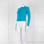 Prada Turquoise Cashmere Slim Fit Cardigan