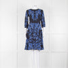 Erdem Dark Navy Blue Floral Fit And Flare Dress