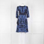 Erdem Dark Navy Blue Floral Fit And Flare Dress