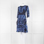 Erdem Dark Navy Blue Floral Fit And Flare Dress