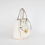 Prada White Saffiano Leather Metropolis Bag