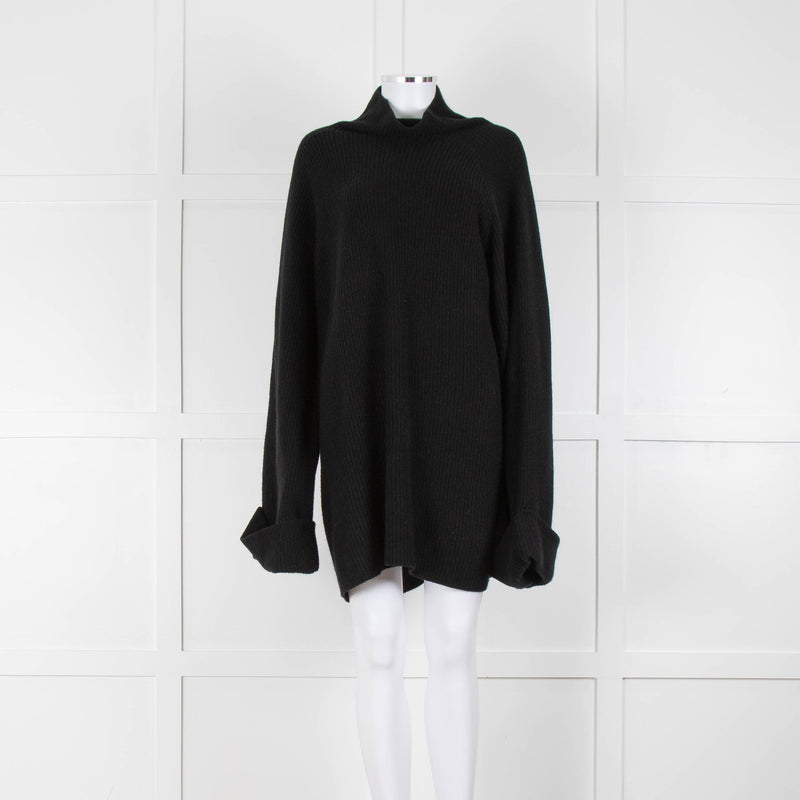 Raey Merino and Cashmere Mix Black Rib Knit Jumper