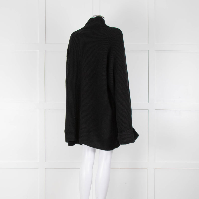 Raey Merino and Cashmere Mix Black Rib Knit Jumper