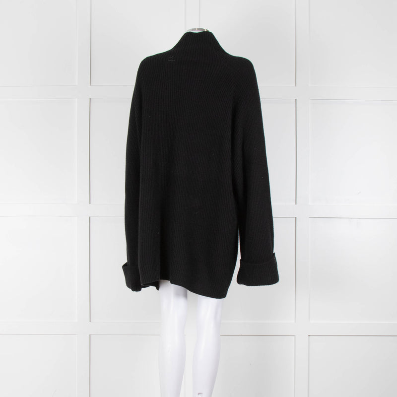 Raey Merino and Cashmere Mix Black Rib Knit Jumper