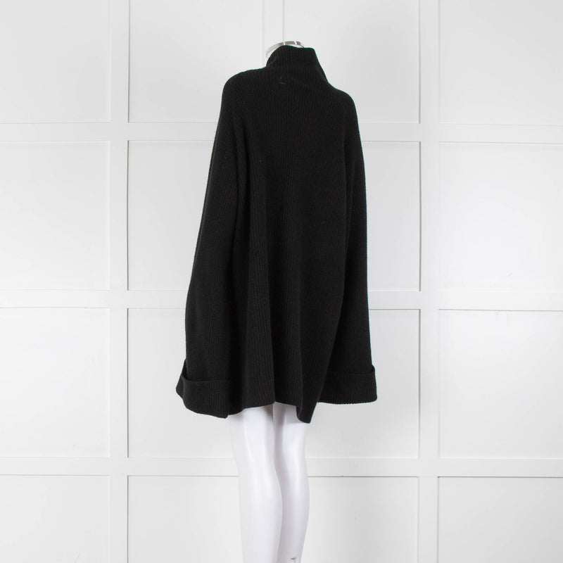 Raey Merino and Cashmere Mix Black Rib Knit Jumper