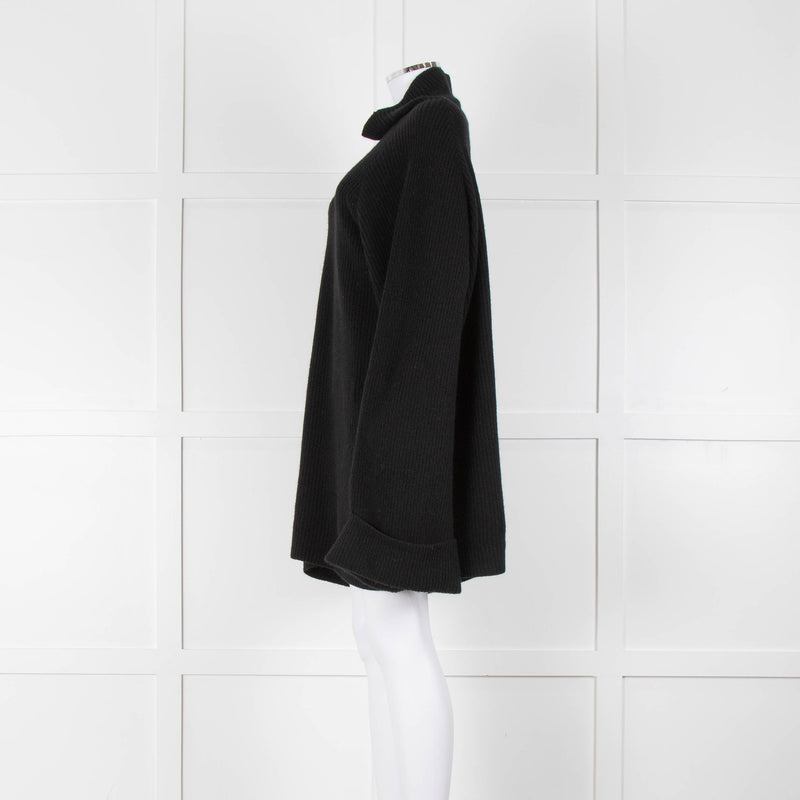 Raey Merino and Cashmere Mix Black Rib Knit Jumper