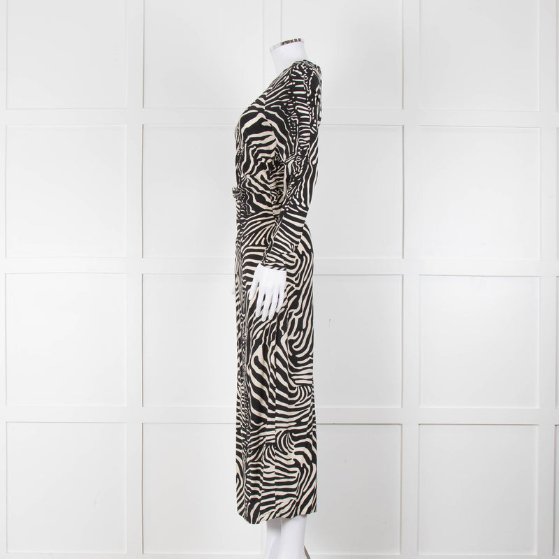 By Malene Birger Zebra Print Ruched Front Maxi Dress