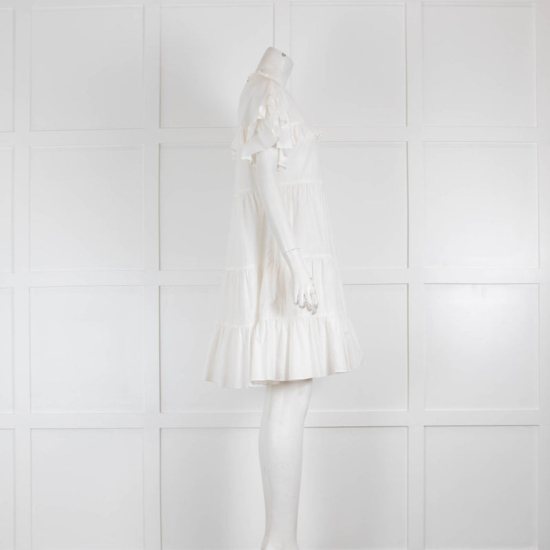 Ulla Johnson White Frill Detail Cotton Mini Dress