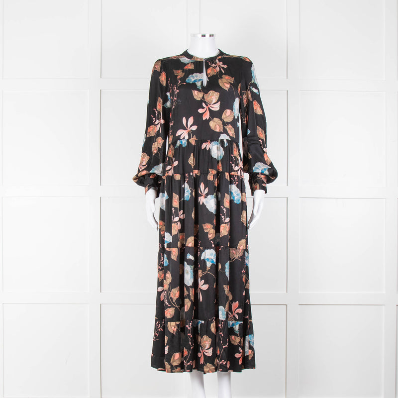 Dea Kudibal Rosanna EV Bindweed Dress Black With Coral Flowers