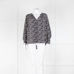 Pyrus Black and White Flecked Collarless Blouse