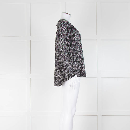 Pyrus Black and White Flecked Collarless Blouse