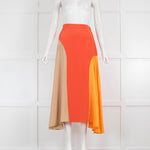 Chinti & Parker Red  Orange Long Silk Skirt