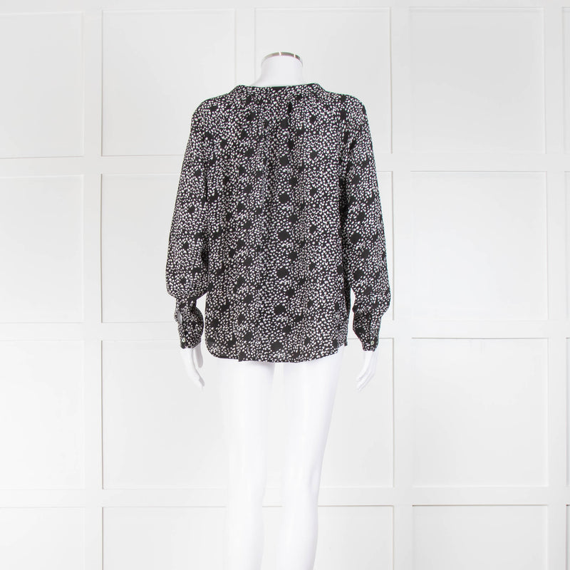 Pyrus Black and White Flecked Collarless Blouse