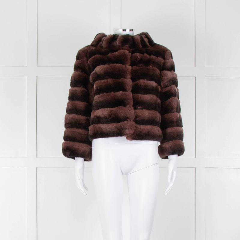 Badley Maroon Fur Short Jacket