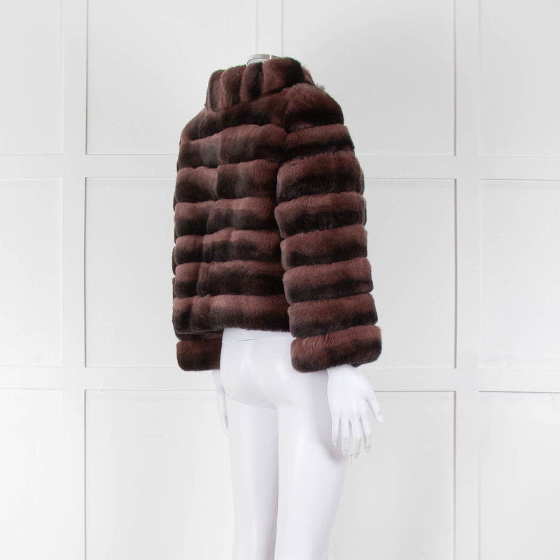 Badley Maroon Fur Short Jacket