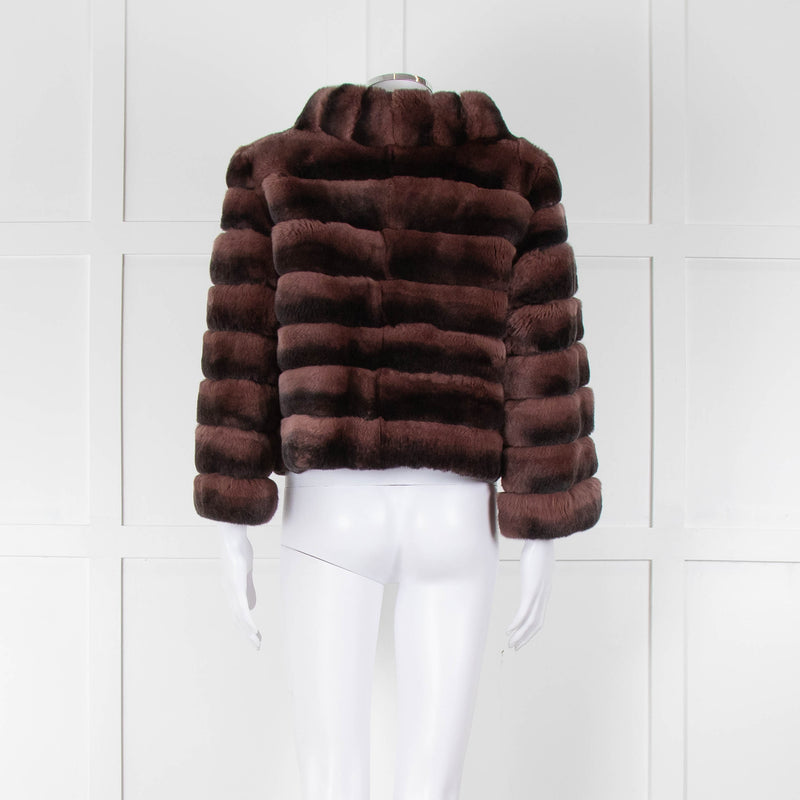 Badley Maroon Fur Short Jacket