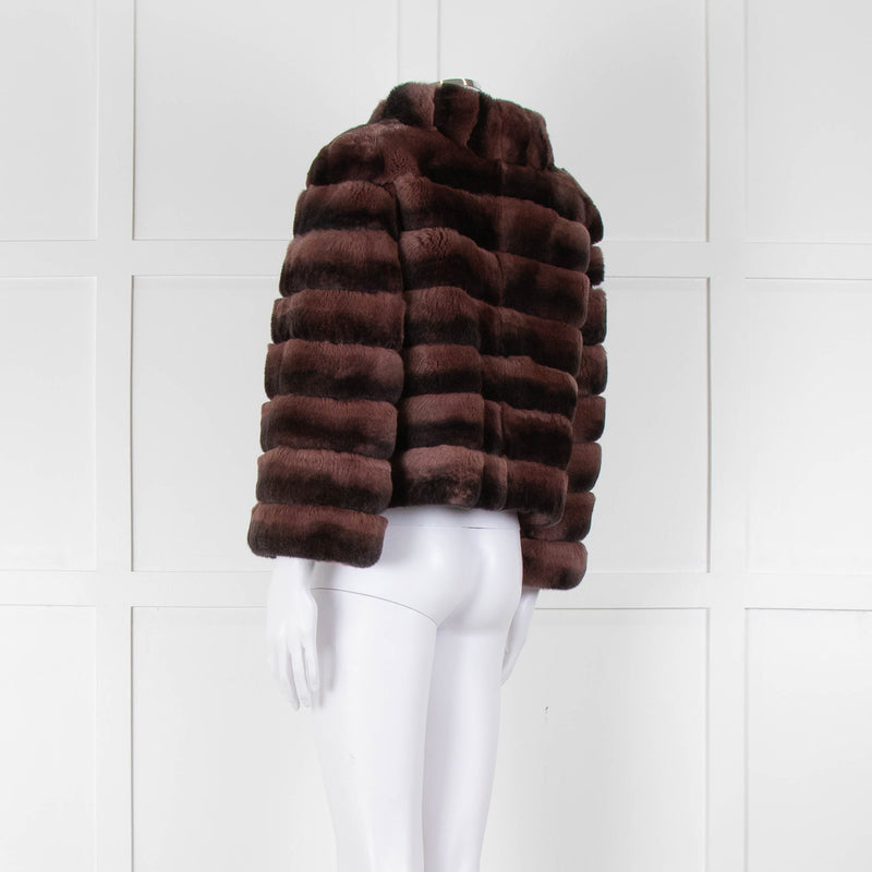 Badley Maroon Fur Short Jacket