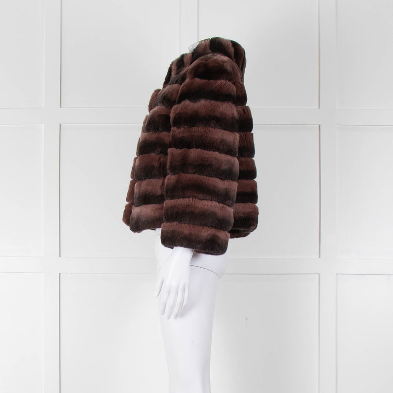 Badley Maroon Fur Short Jacket