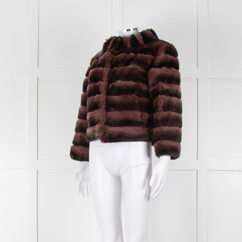 Badley Maroon Fur Short Jacket