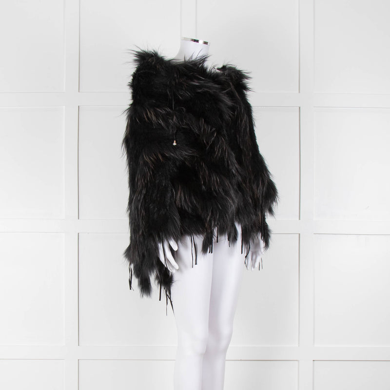 Maclauren Black Fur Hooded Cape