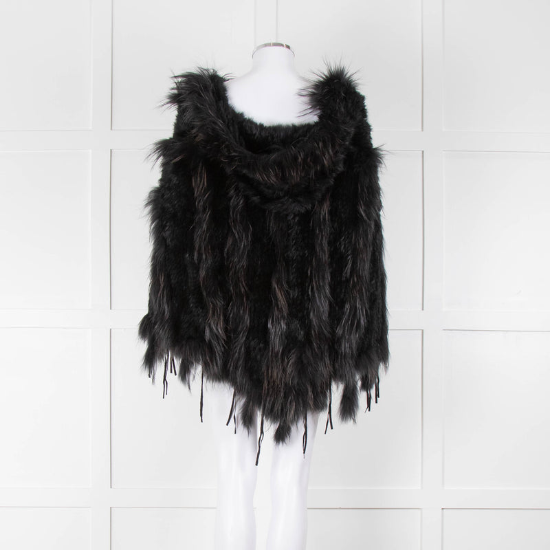 Maclauren Black Fur Hooded Cape